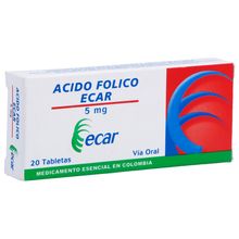 Ácido fólico ECAR 5mg x20 tabletas