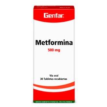 Metformina GENFAR 500mg x30 tabletas