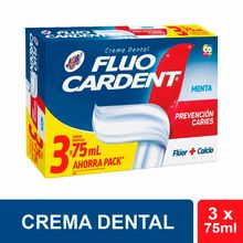 Crema dental FLUOCARDENT prevención caries 3 unds x75 ml c/u