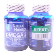 Omega 3 NATURAL NUTRITION 1000mg x60 softgels (2x1)