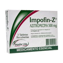 Impofin-z (azitromicina) COMERLAT 500mg x3 tabletas