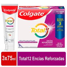Crema dental COLGATE total 12 encias reforzadas 3 unds x75 ml c/u