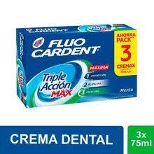 Crema dental FLUOCARDENT frescura max 3 unds x75 g precio especial