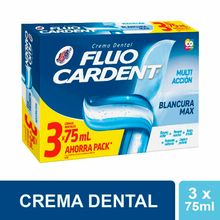 Crema dental FLUOCARDENT blancura max 3 unds x75 ml c/u