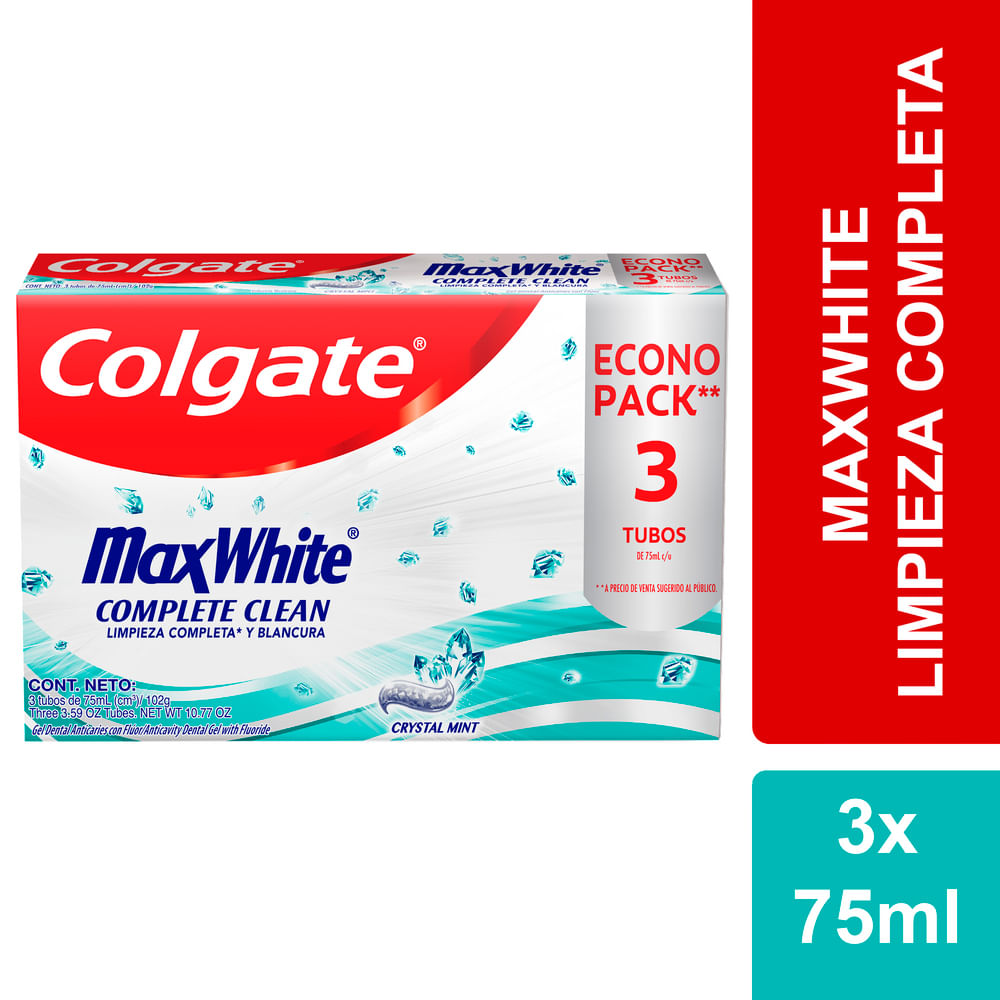 Crema dental COLGATE max white 3 unds x100 g