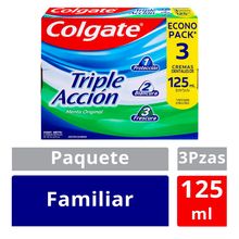 Crema dental COLGATE triple acción 3 unds x125 ml c/u