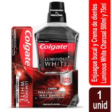 Enjuague bucal COLGATE luminous carbón x500 ml + crema dental