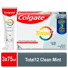 Crema dental COLGATE clean mint total 12 pack 3 unds x75 ml