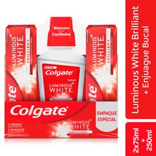 Crema dental COLGATE luminous x75 ml + enjuague x250 ml