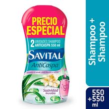 Shampoo SAVITAL anticaspa te verde seda liquida 2 unds x550 ml precio especial