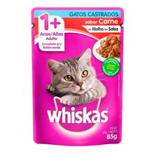 Alimento para gato WHISKAS carne gato castrados x85 g