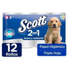 Papel higiénico SCOTT 2en1 12 rollos x352,8 metros