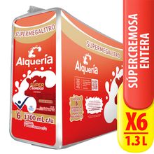 Leche ALQUERÍA entera súper cremosa 6 unds x1300 ml c/u