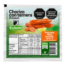 Chorizo COLANTA con ternera premium x450 g