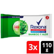 Jabón REXONA antibacterial bamboo aloe 3 unds x110 g c/u