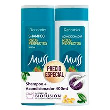 shampoo MUSS x400 ml + acondicionador rizos x400 ml