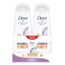 Shampoo DOVE 2 en 1 anticaspa x370 ml + shampoo x370 ml