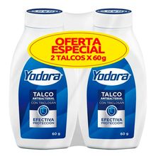 Talco YODORA antibacterial oferta 2 unds x60 g c/u