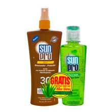 Bronceador SUNPRO SPF30 aceite x220 ml gratis gel x200 ml