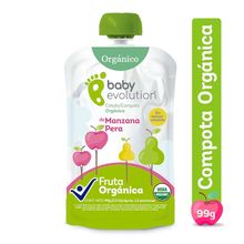Compota orgánica BABY EVOLUTION manzana/pera x99 g