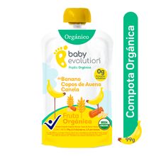 Compota orgánica BABY EVOLUTION banano avena canela x99 g