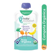 Compota orgánica BABY EVOLUTION banano durazno mango x99 g
