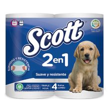Papel higiénico SCOTT 2en1 4 rollos x117,6 metros