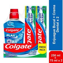 Enjuague bucal COLGATE plax ice x250 ml+crema dental triple accion