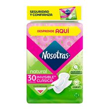 Toallas higiénicas NOSOTRAS invisible clásica natural x30 unds