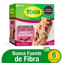 Barra cereal TOSH arándanos y nueces 6 unds x23 g