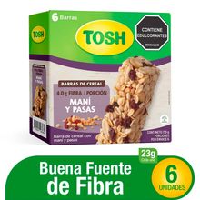 Barra cereal TOSH maní pasas 6 unds x23 g