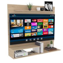 Panel de TV Ascher, Beige y Blanco, con espacio para televisor de hasta 55 pulgadas