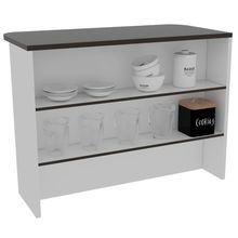 Barra de Cocina Diamante, Wengue y Blanco con dos entrepaños