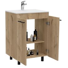 Mueble Lavamanos Anney, Café Claro, con Dos Puertas y Patas Metálicas  ZF