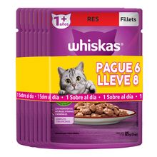 Alimento gato WHISKAS surtido pague 6 lleve 8 x85 g c/u