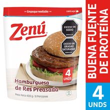 Hamburguesa ZENÚ de res preasada x400 g