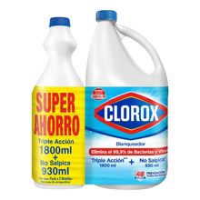Blanqueador CLOROX original x1800 ml + antisplash x930 ml