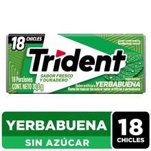 Chicle TRIDENT sin azucar yerbabuena 18 unds x30.6 g