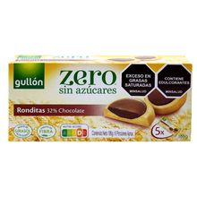 Galletas GULLÓN ronditas chocolate sin azúcar x186 g