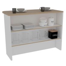 Barra de Cocina Diamante, Blanco y Beige, con Dos Entrepaños