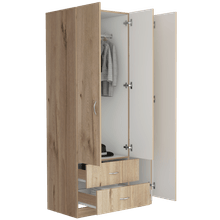 Closet América, Beige y Blanco, con dos cajones y variedad de entrepaños