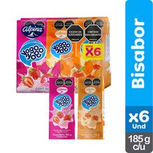 Yogo yogo ALPINA melocotón y fresa 6 unds x185 g c/u