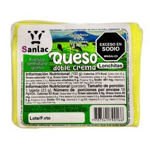Queso SANLAC doble crema tajado x410 g