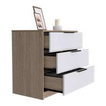 Organizador Wesley, Beige y Blanco, con tres cajones organizadores y manijas metálicas