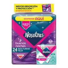 Toallas higiénicas NOSOTRAS buenas noches tela 24 unds + 10 protectores