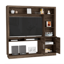Mesa de TV Romeo, Castaño, con espacio para televisor de 55 pulgadas