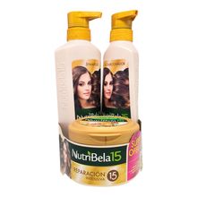 Shampoo NUTRIBELA reparación intensiva x400 ml + acondicionador x370 ml + tratamiento x300 ml