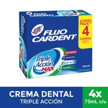 Crema dental FLUOCARDENT frescura máxima 4 unds x75 ml c/u