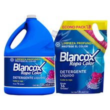 Detergente liquido BLANCOX ropa color x3800 ml + econo pack x1800 ml