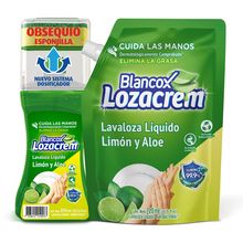 Lavaplatos líquido BLANCOX lozacrem  limón y aloe x850 ml + repuesto x 720 ml